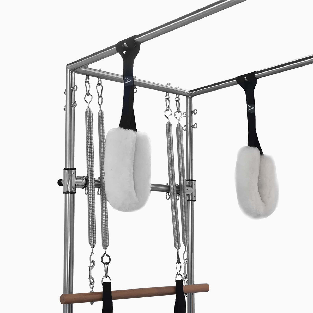 Almafit sheepskin loops designed for suspension exercises in Pilates.
